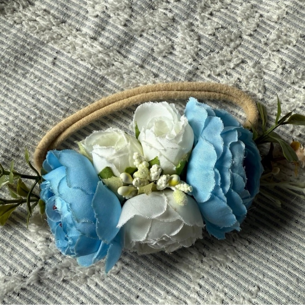 Blue and White Floral Headband